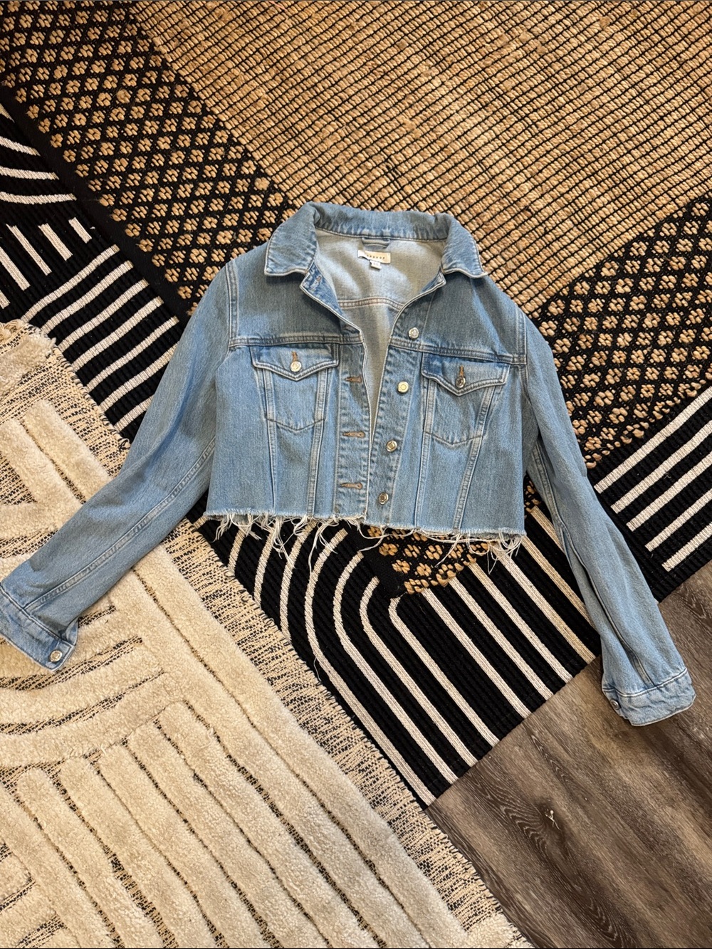 Light Blue Cropped Denim Jacket - Women's